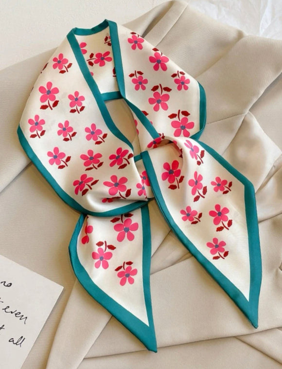 Pink Flower Tie Scarf