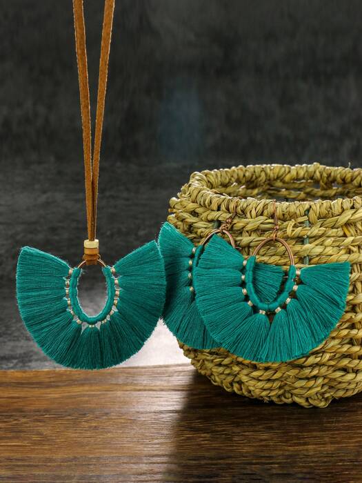 Turquoise Tassel Jewelry Set
