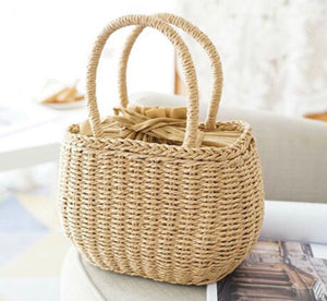 Drawstring Rattan Purse